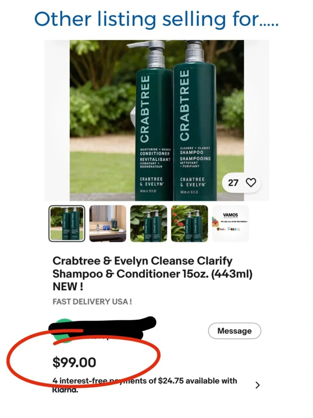 (2 Pack) CONDITIONER & SHAMPOO SET NEW CRABTREE & EVELYN - 15 fl.oz